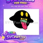 Free Black Ghost Yellow Eyes Free Tongue Out Mario Free SVG - Instant Download