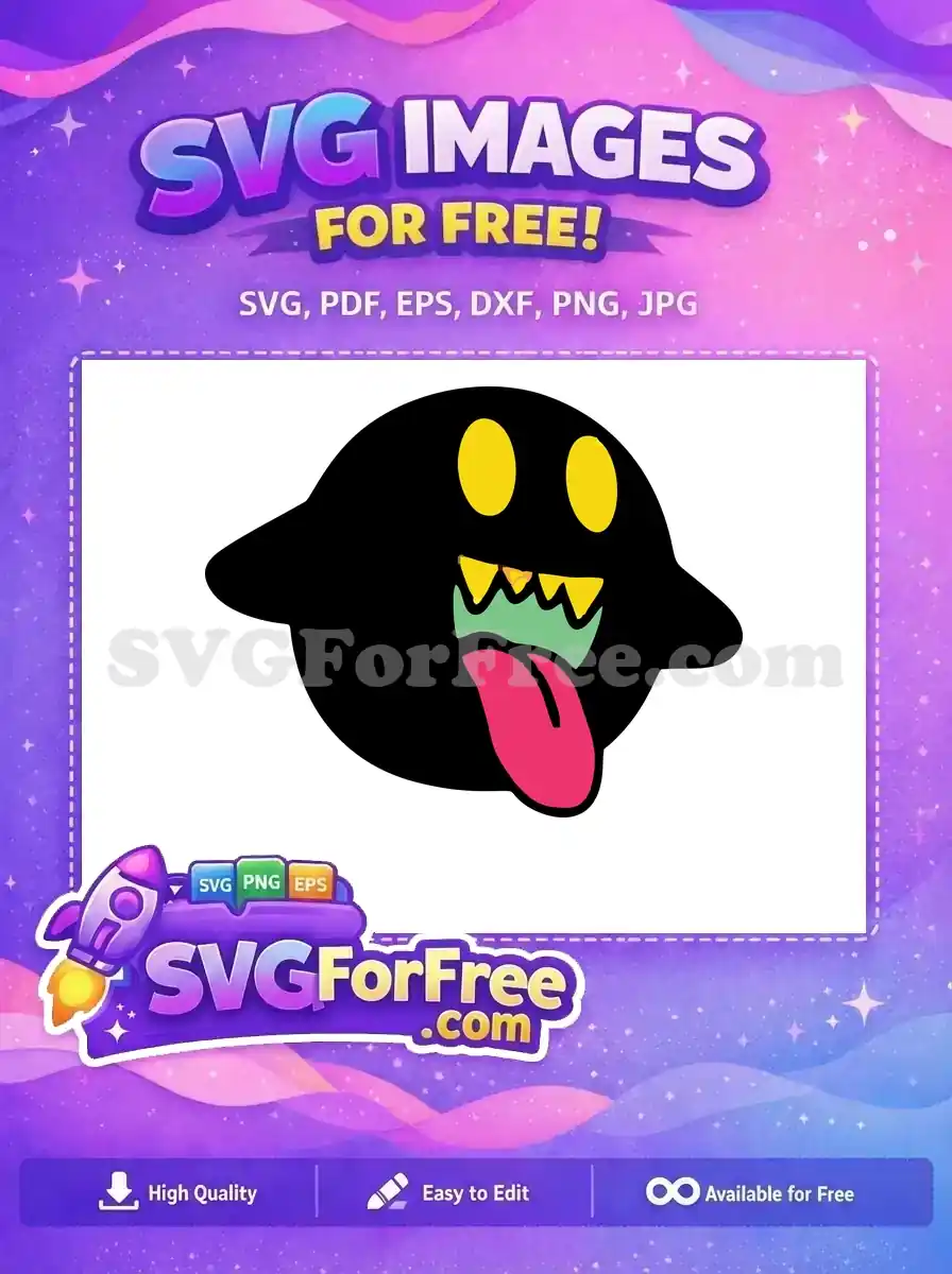 Free Black Ghost Yellow Eyes Free Tongue Out Mario Free SVG