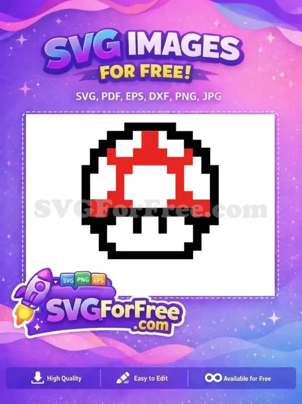 Free Red Mushroom Free Pixelated Mario Brothers Free SVG