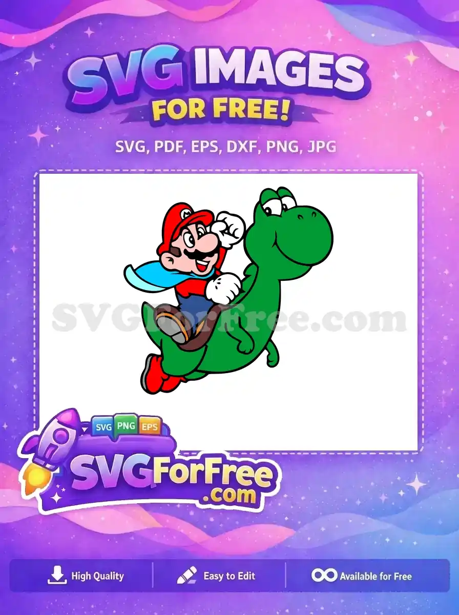 Free Happy Mario Free Yoshi Ride Mario Free SVG