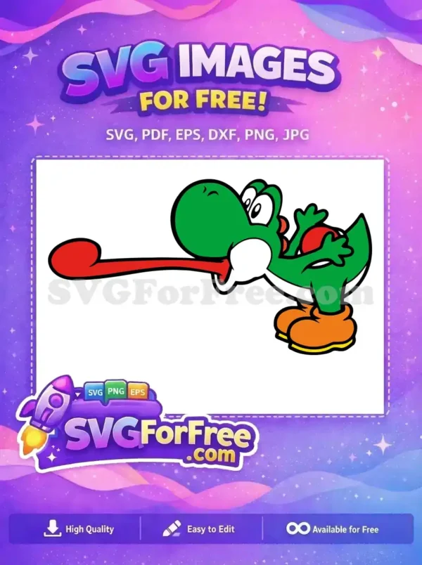 Free Green Yoshi Long Tongue Free Orange Boots Super Mario Free SVG