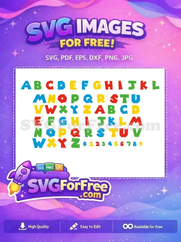Free Colorful Alphabet Free Numbers Mario Font Free SVG