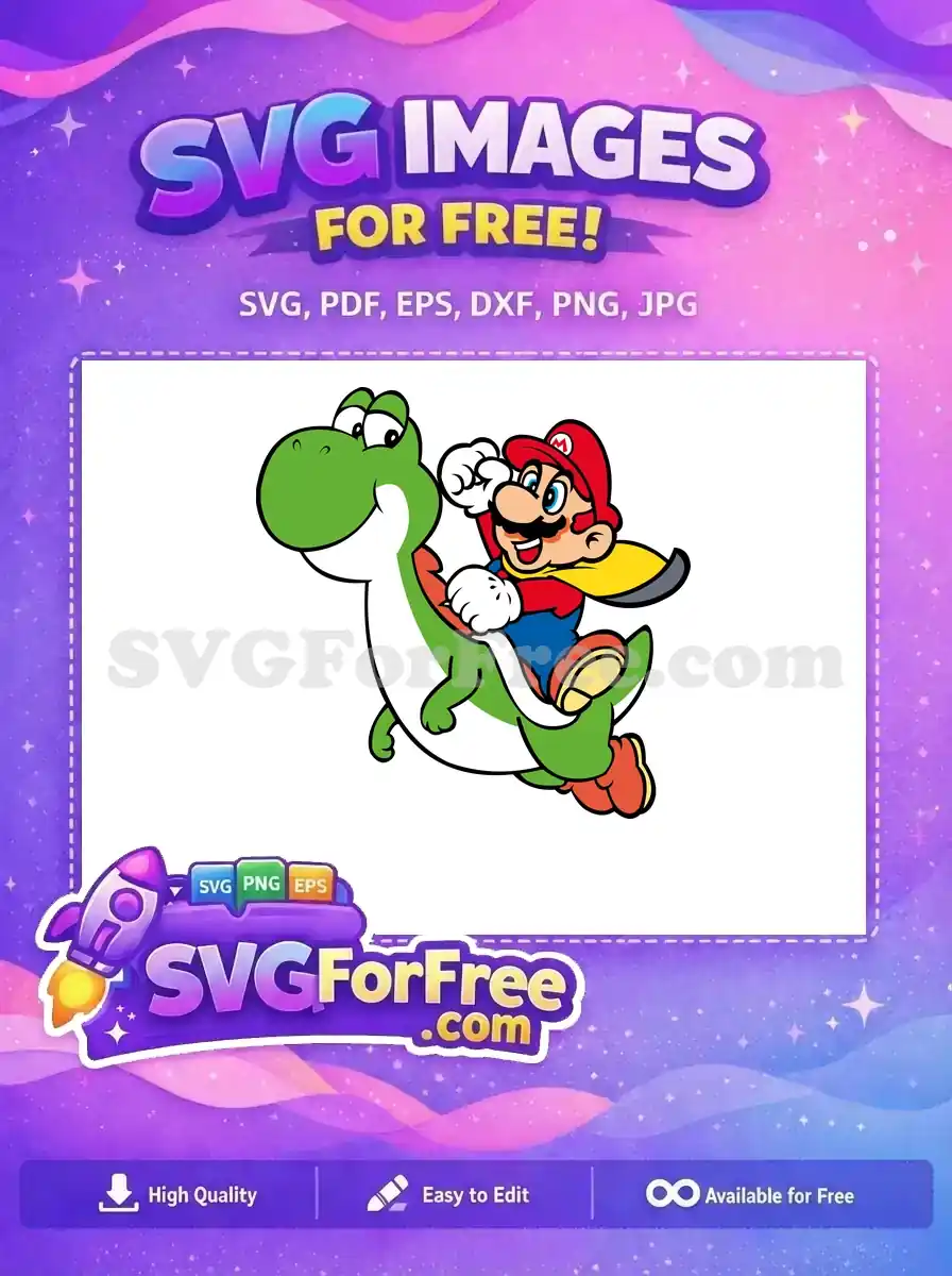 Free Happy Yoshi Free Cape Mario Bros Free SVG