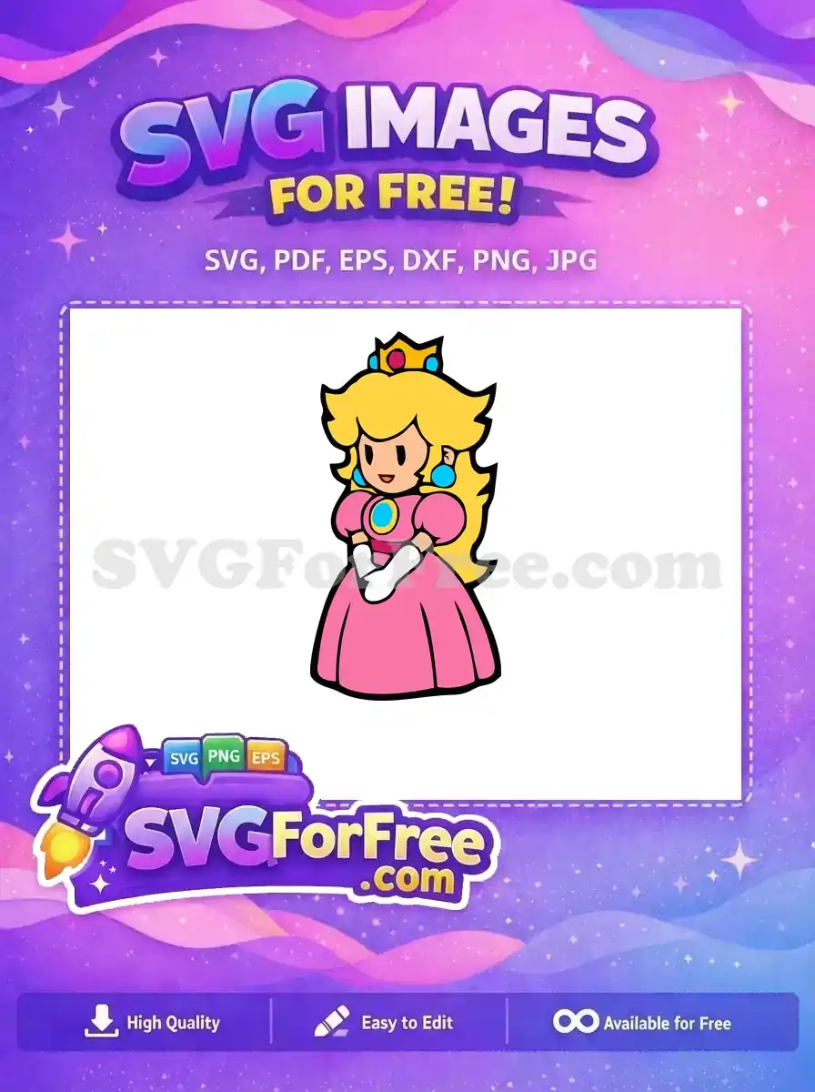 Free Blonde Hair Free Pink Gown Princess Peach Free SVG