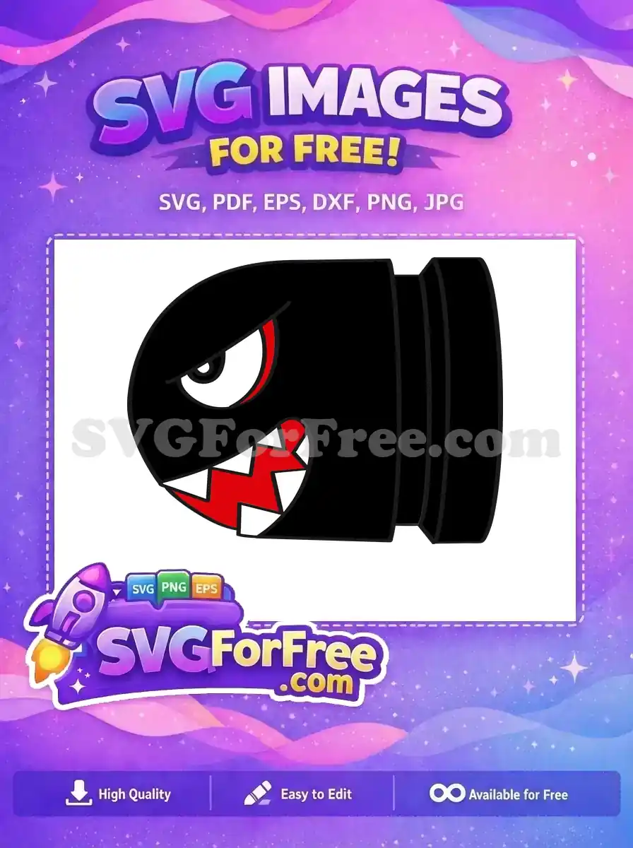 Free Angry Black Bullet Bill Free Sharp Teeth Super Mario Free SVG
