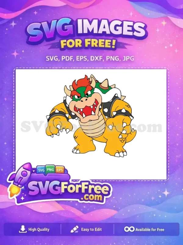 Free Bowser Angry Expression Free Spiked Collars Mario Free SVG