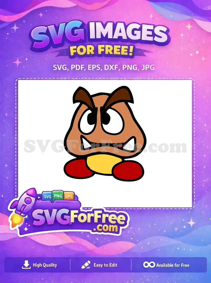 Free Angry Goomba Sharp Teeth Free Red Shoes Mario Free SVG