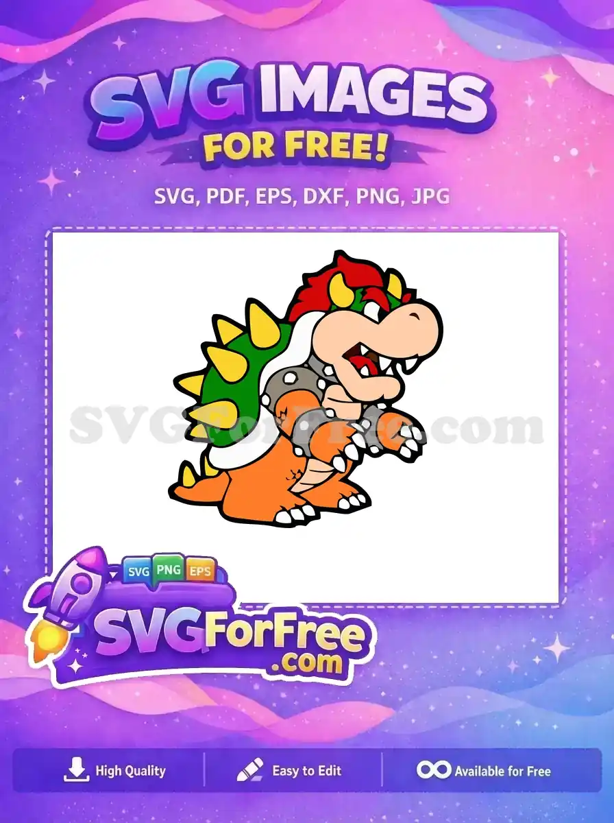 Free Bowser Smiling Free Orange Shell Mario Free SVG