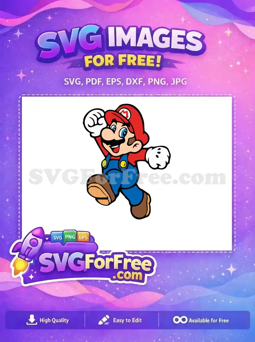 Free Running Pose Free Cheerful Expression Mario Free SVG 2
