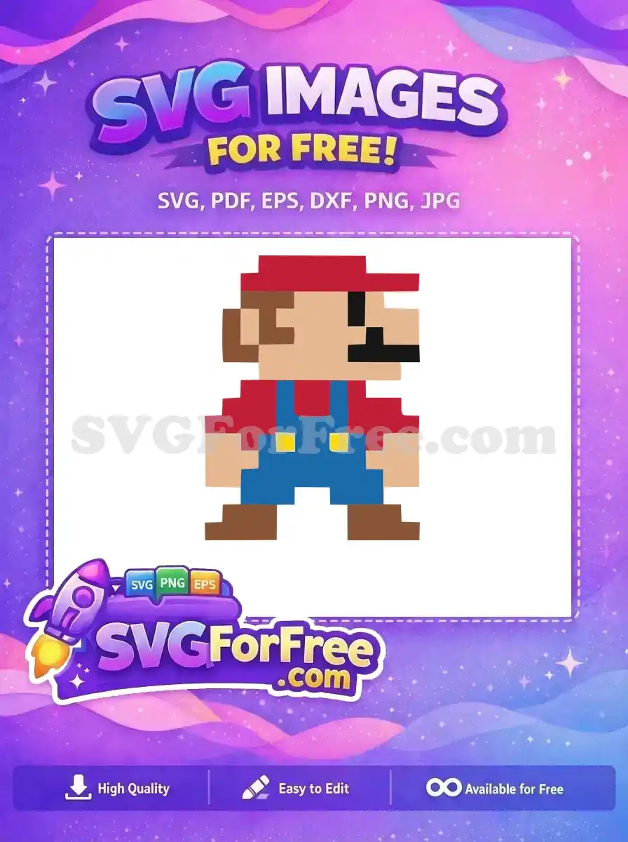 Free 8-bit Pixel Free Red Hat Mario Free SVG