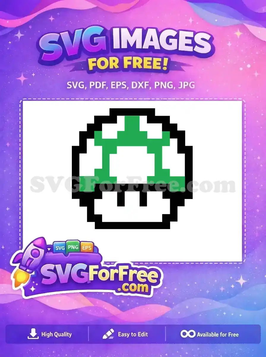 Free Pixel Green Mushroom Free Super Mario Free SVG