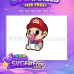 Free Pacifier Mario Free Red Hat Baby Mario Free SVG - Instant Download