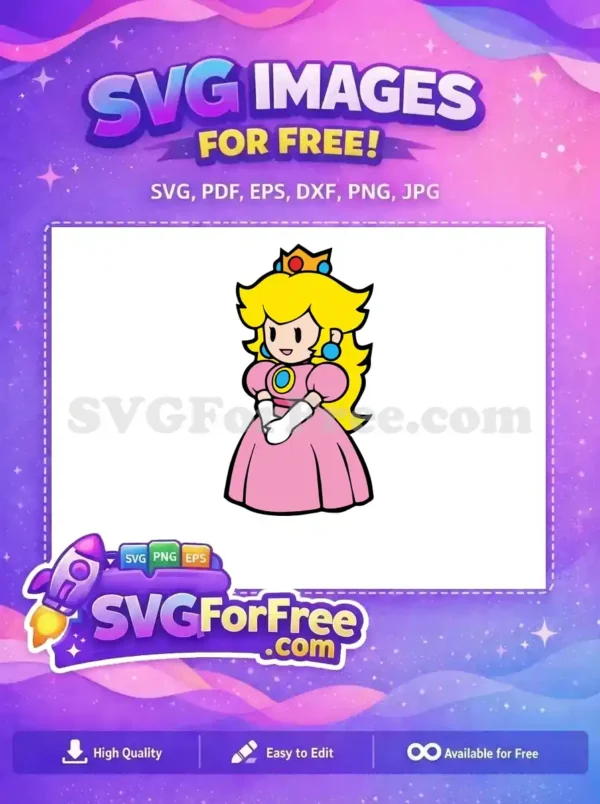 Free Smiling Peach Free Pink Dress Mario Free SVG