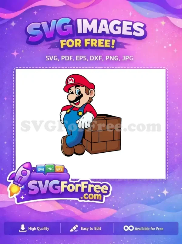 Free Winking Mario Free Leaning Brick Super Mario Free SVG