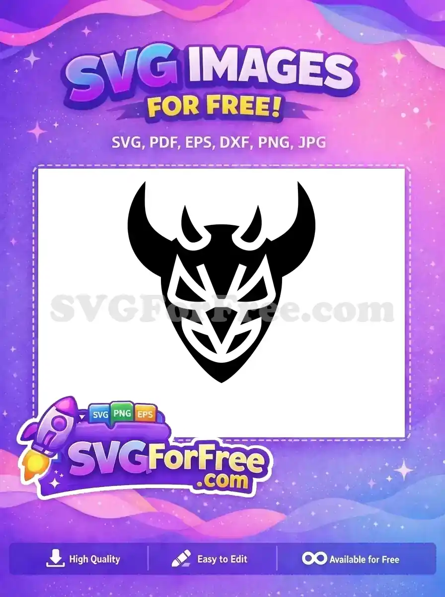Free Black Horned Mask Free Wrestler Silhouette Character Free SVG