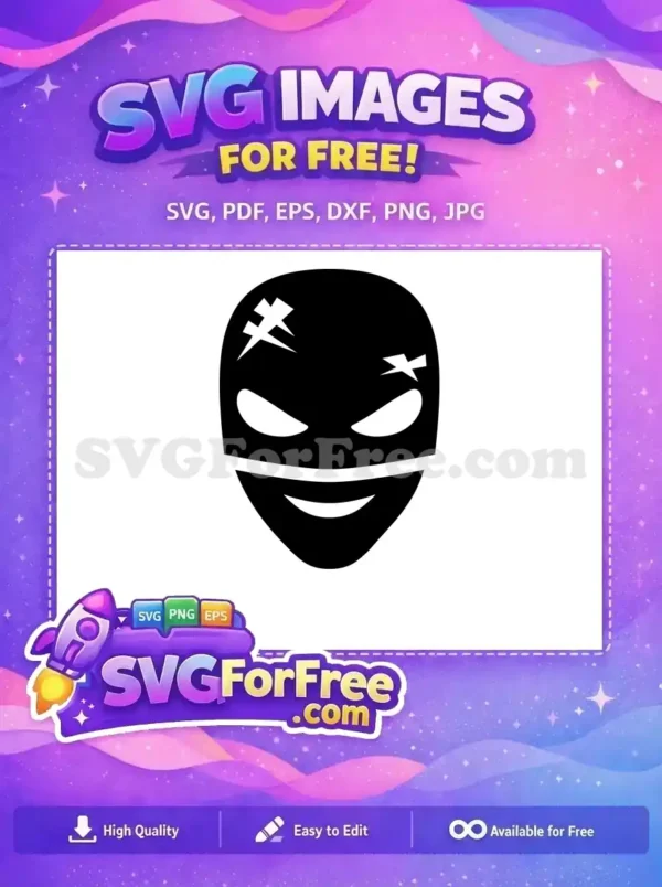 Free Black Mask Scars Free Evil Smile Character Free SVG