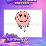 Free Pink Melting Smiley Face Heart Eyes Free Cartoon Free SVG - Instant Download