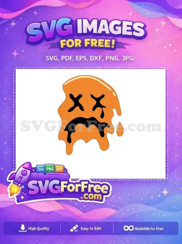 Free Orange Melting Smiley Face Free Drip Sad Free SVG