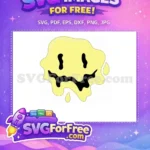 Free Dripping Smiley Face Free Melting Yellow Funny Free SVG - Instant Download