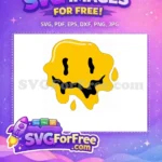 Free Dripping Yellow Free Melting Smiley Face Expression Free SVG - Instant Download