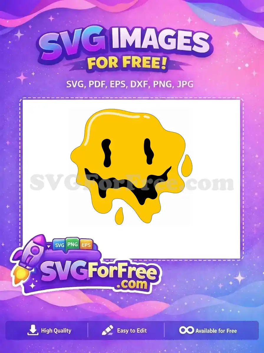 Free Dripping Yellow Free Melting Smiley Face Expression Free SVG
