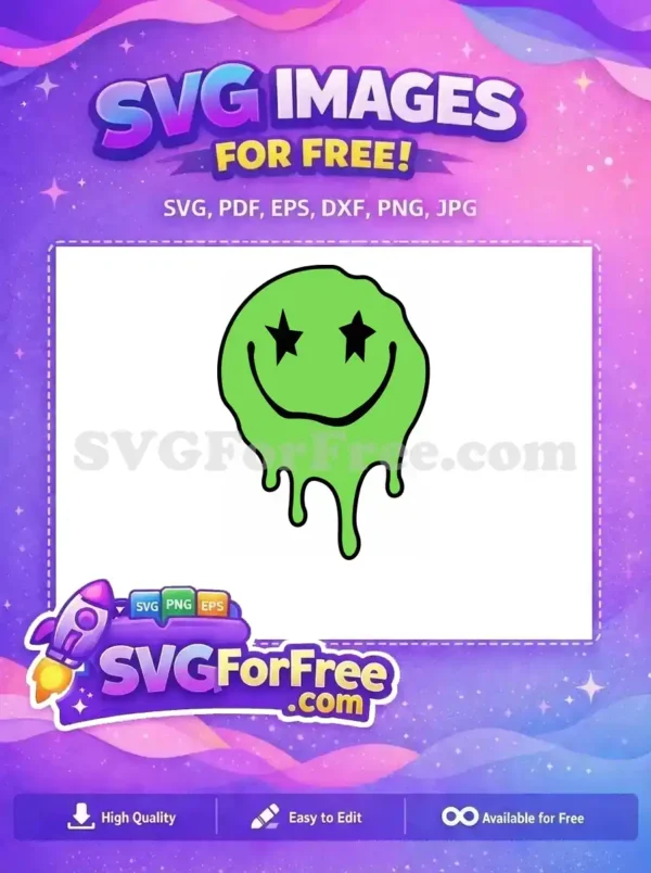 Free Star Eyes Free Melting Green Smiley Free SVG