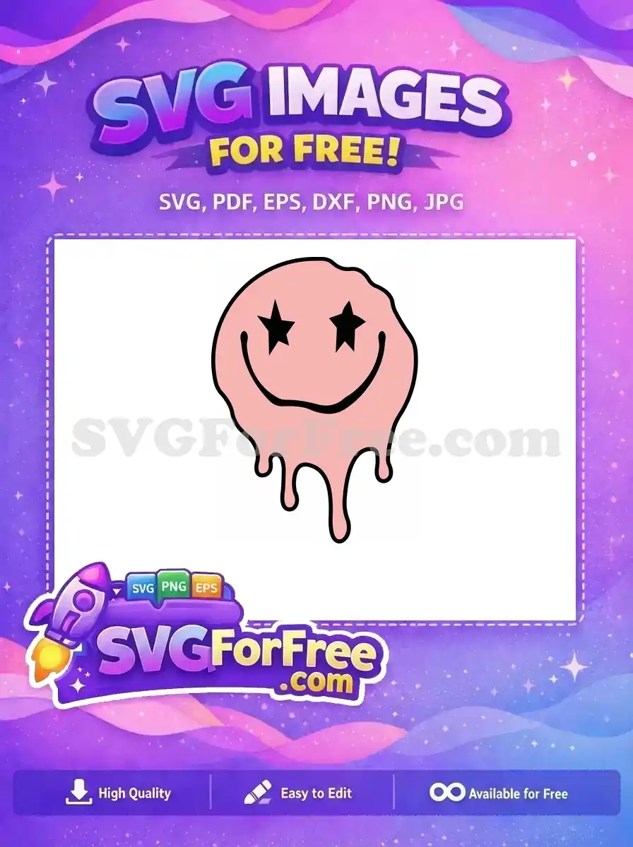Free Star Eyes Free Pink Melted Smiley Free SVG