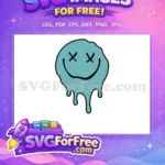Free Turquoise X Eyes Free Melting Smiley Free SVG - Instant Download