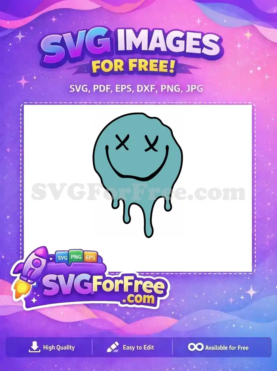 Free Turquoise X Eyes Free Melting Smiley Free SVG