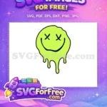 Free Melting Lime Smiley Free Crossed Eyes Face Funny Free SVG - Instant Download