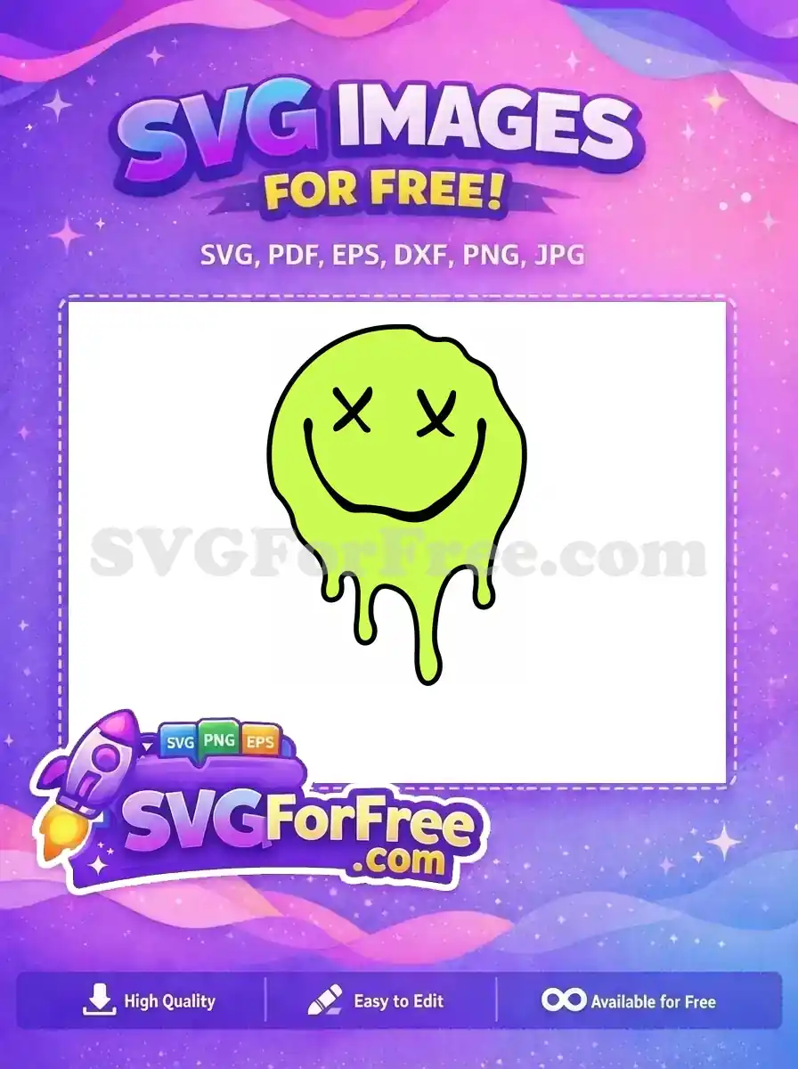 Free Melting Lime Smiley Free Crossed Eyes Face Funny Free SVG