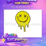 Free Yellow Drip Free Cross Eyes Smiley Free SVG - Instant Download