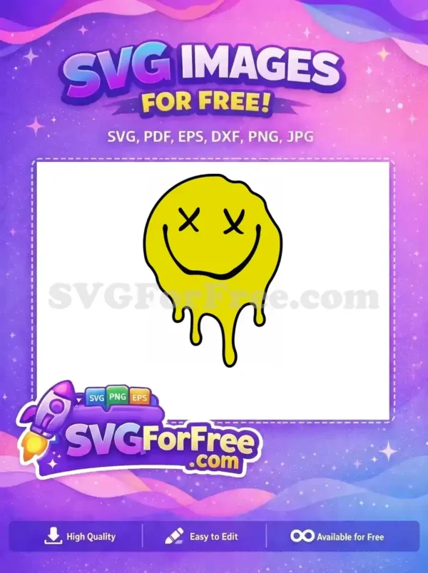 Free Yellow Drip Free Cross Eyes Smiley Free SVG