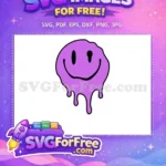 Free Dripping Purple Free Melting Smiley Face Free SVG - Instant Download