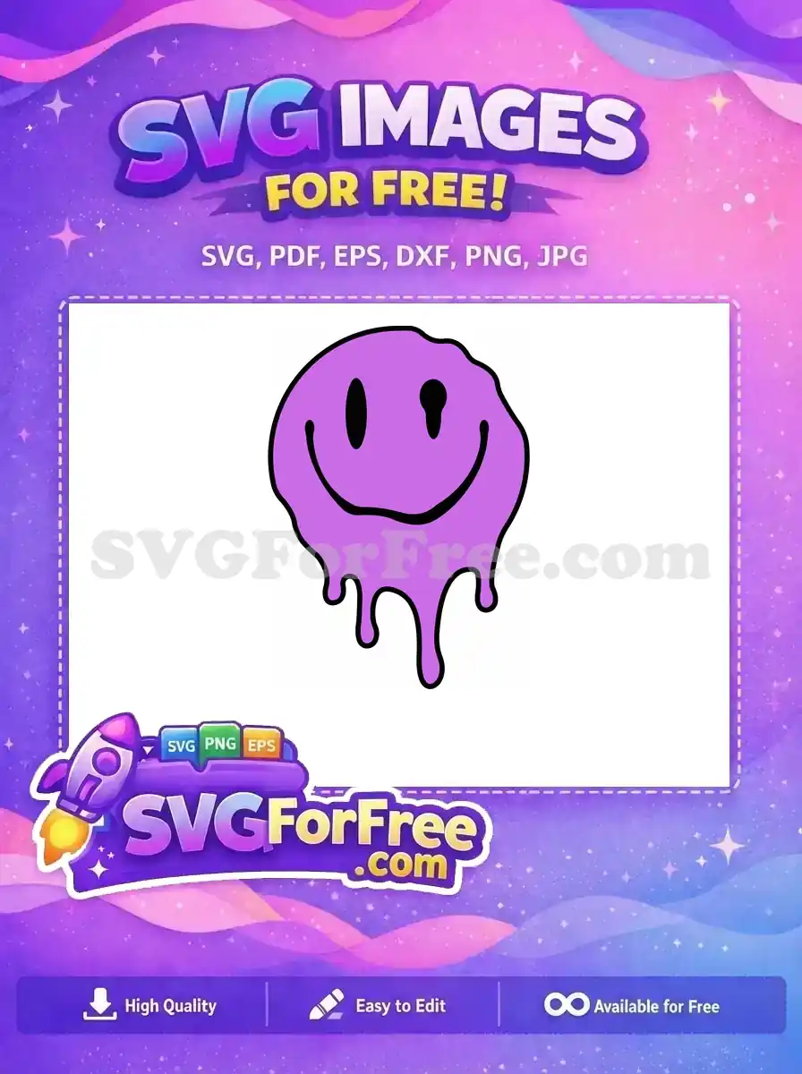 Free Dripping Purple Free Melting Smiley Face Free SVG