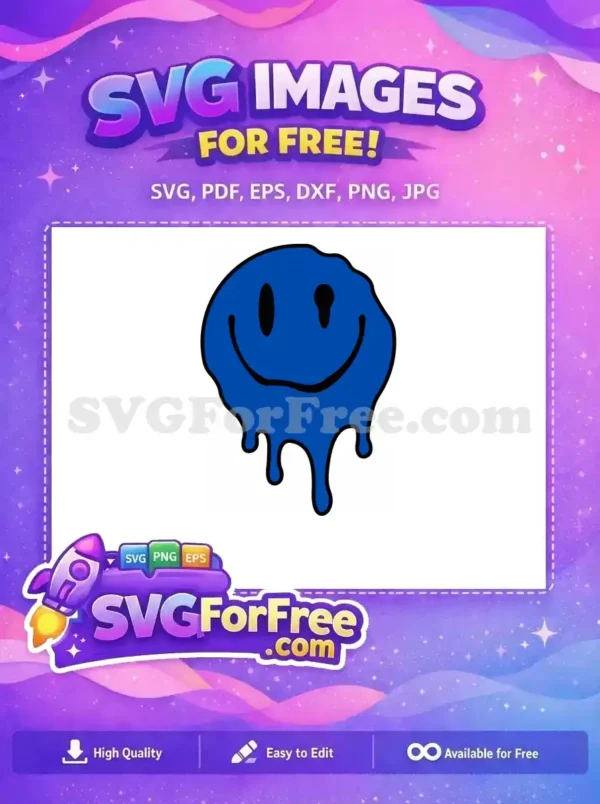 Free Dripping Blue Free Melting Face Character Free SVG