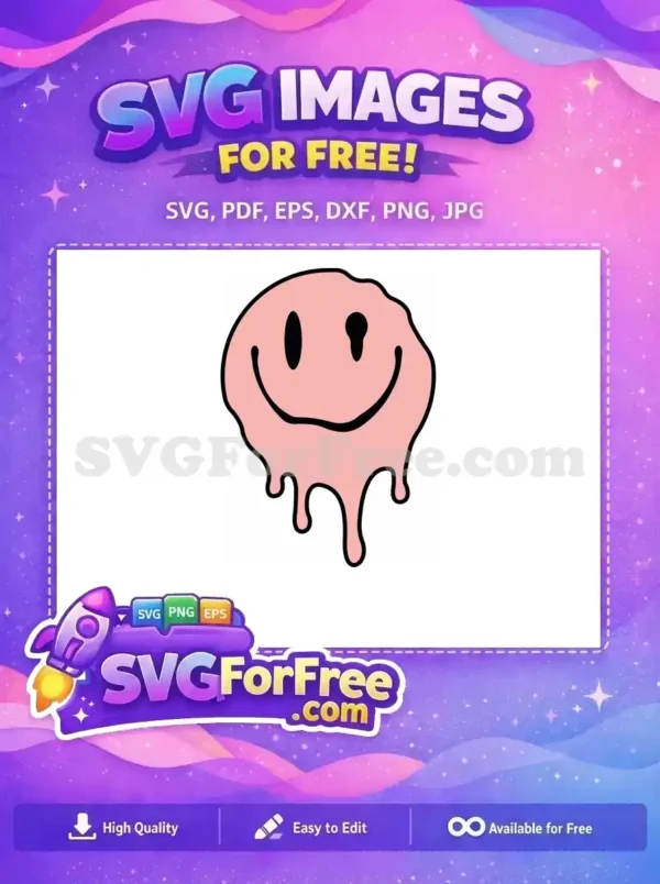 Free Dripping Pink Free Melting Graphic Smiley Free SVG