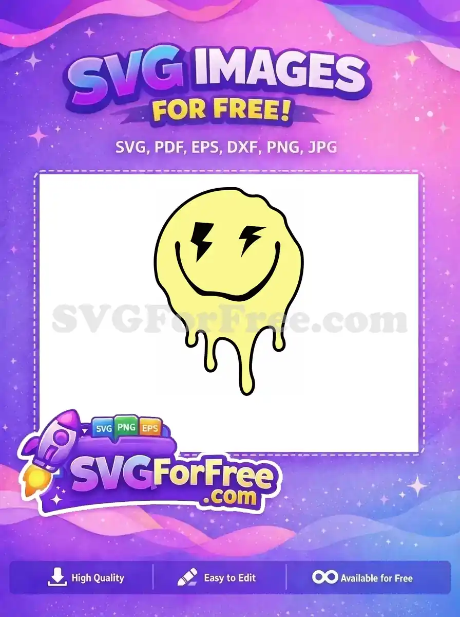 Free Dripping Yellow Free Lightning Eyes Smiley Free SVG