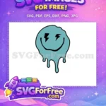 Free Dripping Turquoise Free Lightning Eyes Smiley Face Free SVG 1 - Instant Download