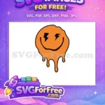 Free Orange Dripping Free Lightning Eyes Smiley Face Free SVG - Instant Download