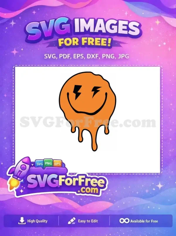 Free Orange Dripping Free Lightning Eyes Smiley Face Free SVG