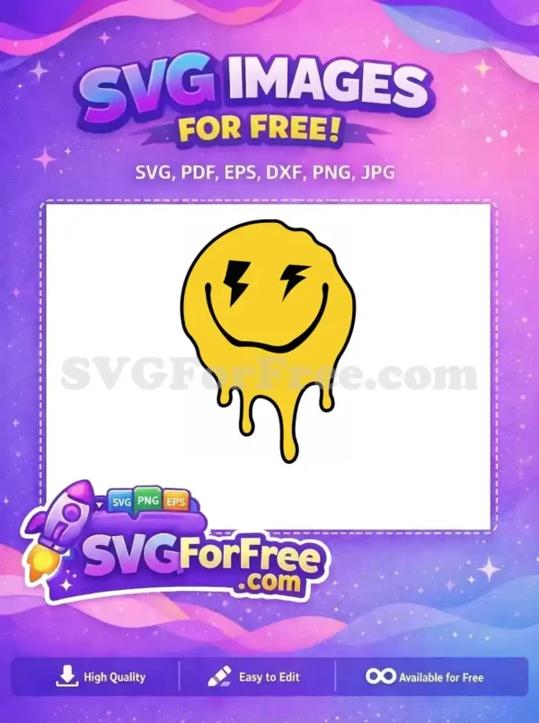 Free Yellow Dripping Face Free Lightning Eyes Smiley Free SVG
