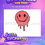 Free Star Eyes Free Pink Drip Smiley Face Free SVG - Instant Download