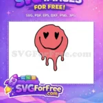 Free Dripping Heart Eyes Free Melting Coral Pink Free SVG - Instant Download