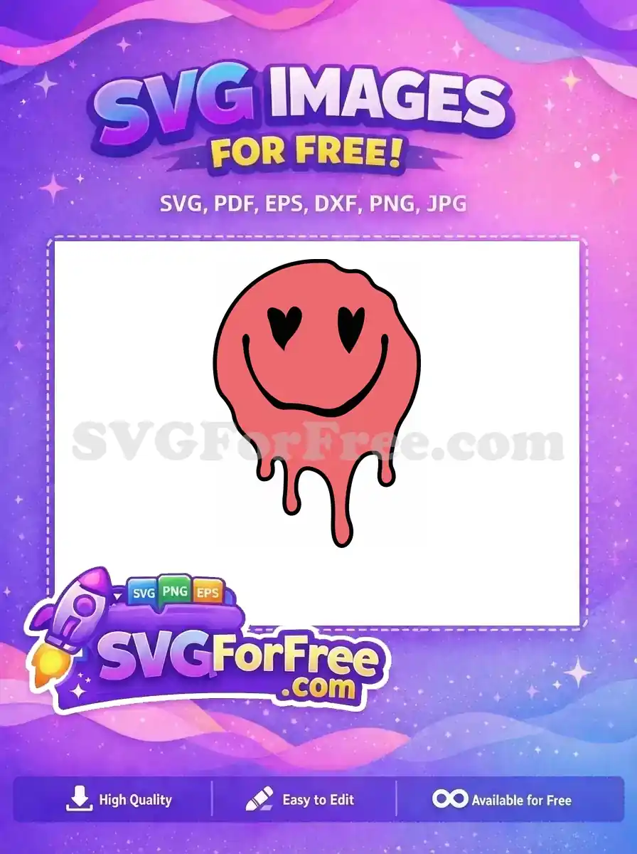 Free Dripping Heart Eyes Free Melting Coral Pink Free SVG