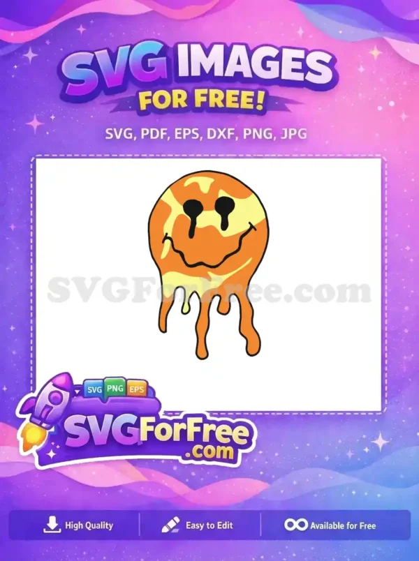 Free Dripping Eyes Free Orange Yellow Melting Smiley Free SVG