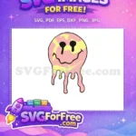 Free Pink Yellow Drip Free Melting Smiley Face Free SVG - Instant Download