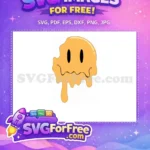 Free Dripping Melted Free Yellow Smiley Face Design Free SVG - Instant Download