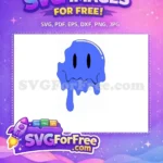 Free Dripping Blue Free Melting Smiley Face 1 Free SVG - Instant Download