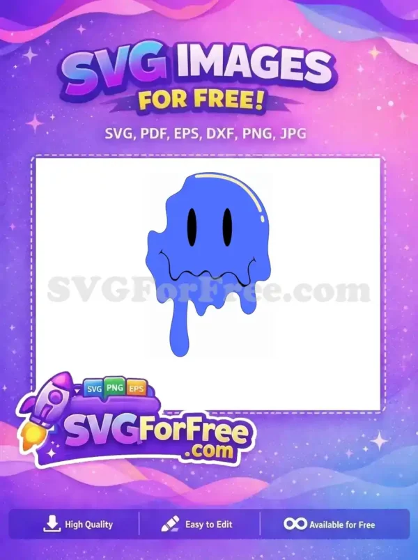 Free Dripping Blue Free Melting Smiley Face 1 Free SVG